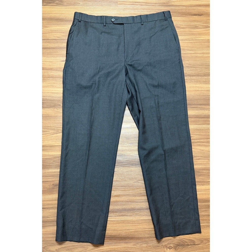Brooks Brothers 346 Mens Micro Check Wool Dress Pants Charcoal Gray Sz 40x32